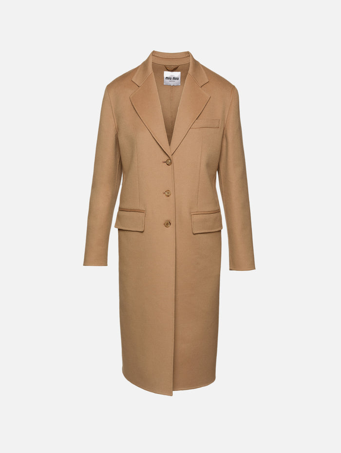 Overcoat,MIU MIU,CAMELLO,Image 1