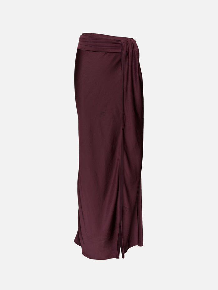 Satin Asymmetric Skirt,LAPOINTE,MULBERRY,Image 1