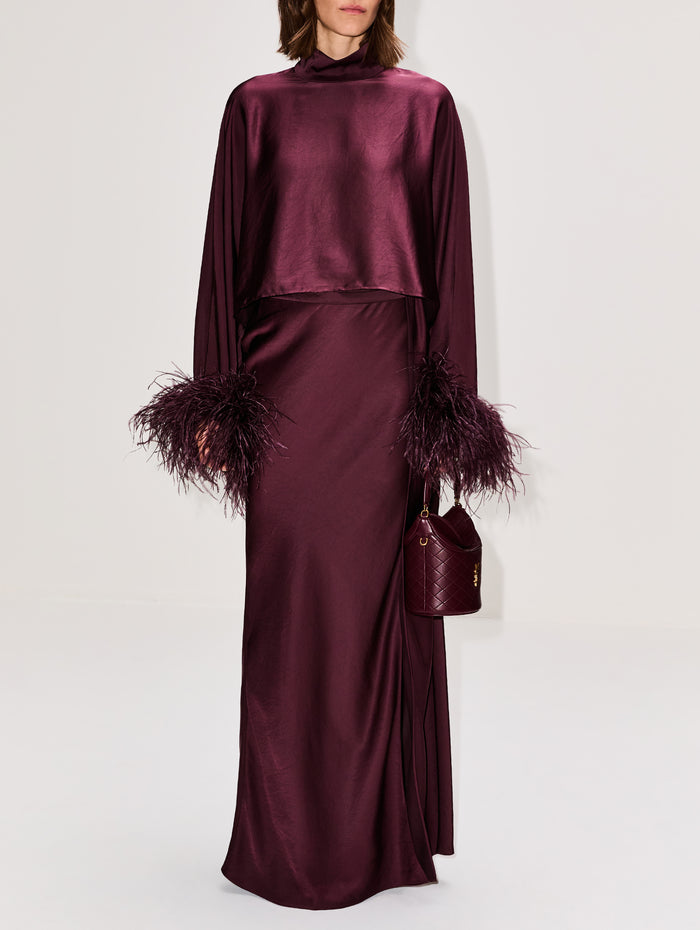 Satin Asymmetric Skirt,LAPOINTE,MULBERRY,Image 1