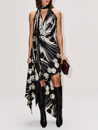 V Neck Printed Shirt Dress,MONSE,BLACK,Image 2