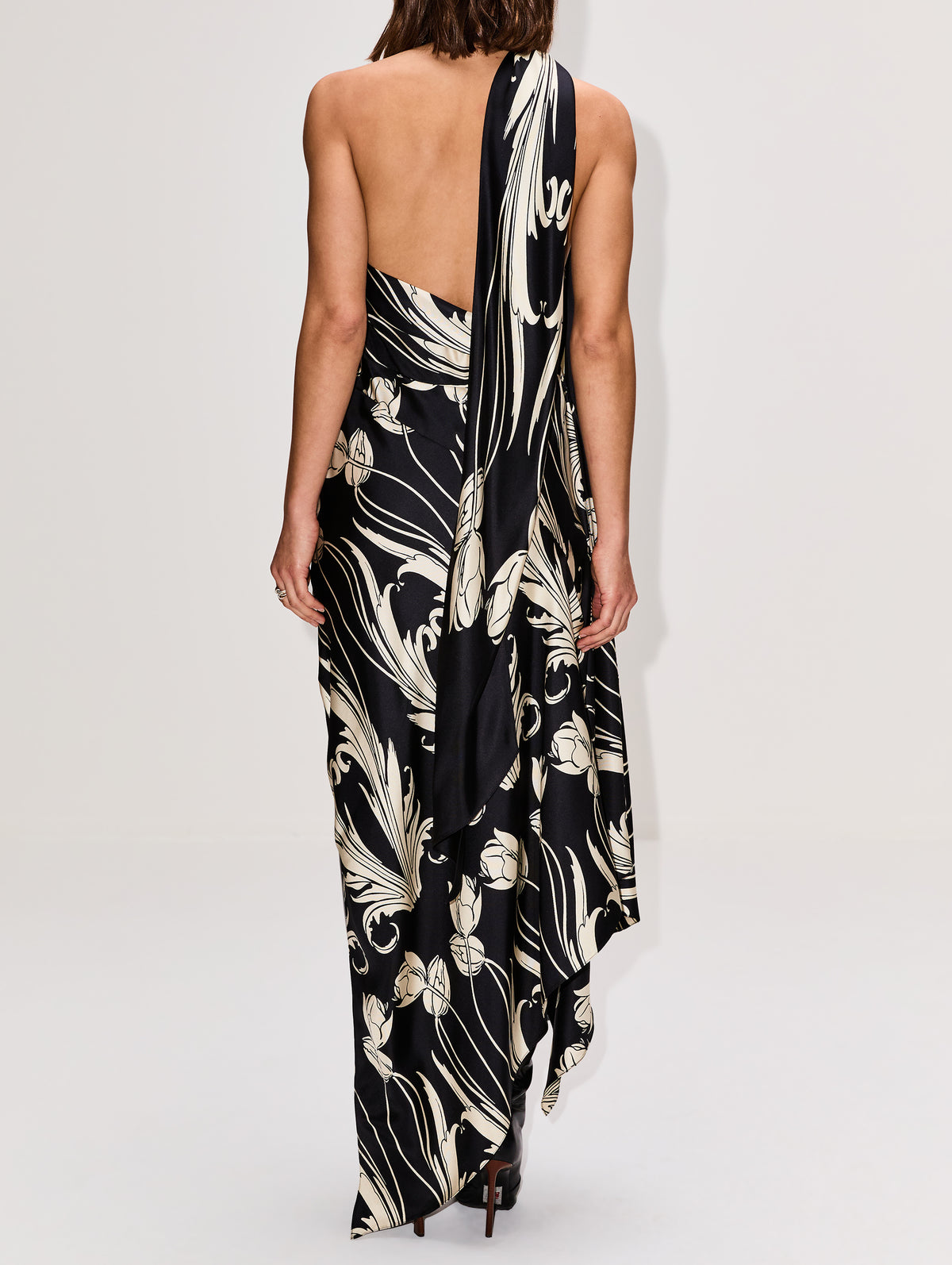 V Neck Printed Shirt Dress,MONSE,BLACK,Image 4