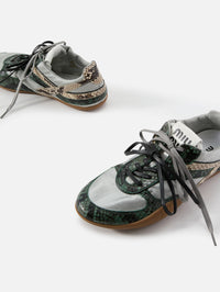 Snake Print Sneaker,MIU MIU,CLOUDY GRAY/FIR GREEN,Image 2