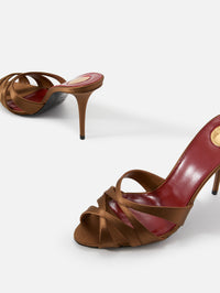 Touze Heel 95mm,SAINT LAURENT,DEEP COGNAC,Image 2