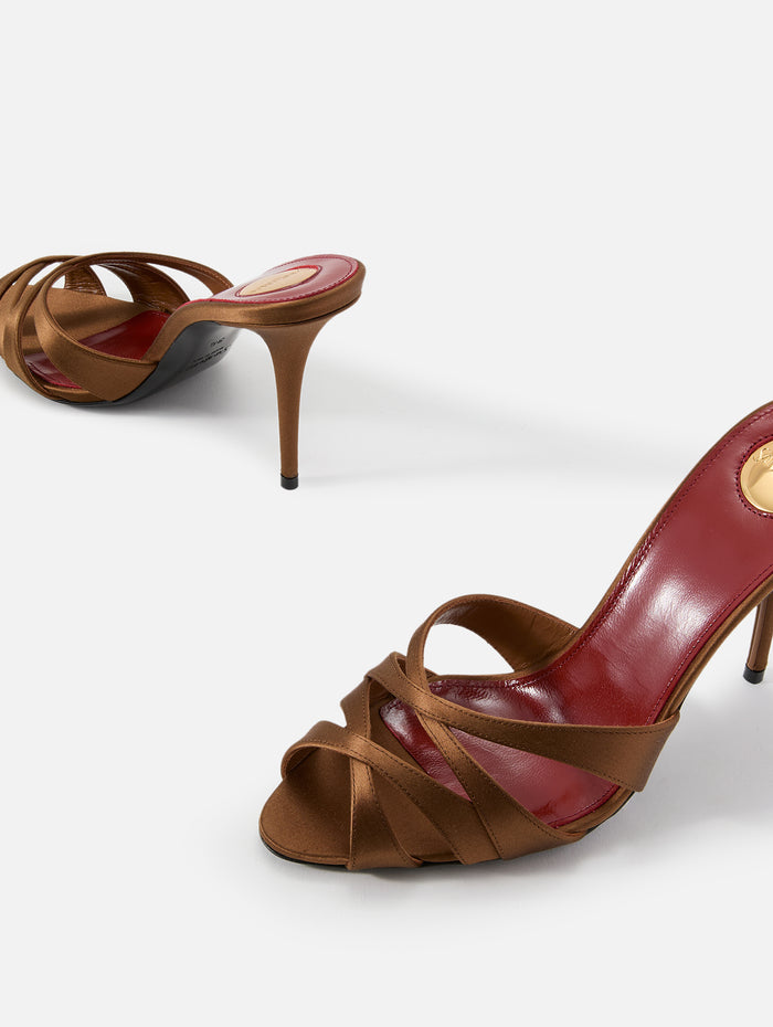 Touze Heel 95mm,SAINT LAURENT,DEEP COGNAC,Image 1