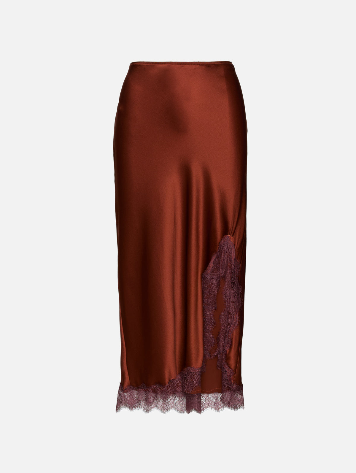 Lace Slip Skirt,LA LIGNE,RUST BURGUNDY,Image 1