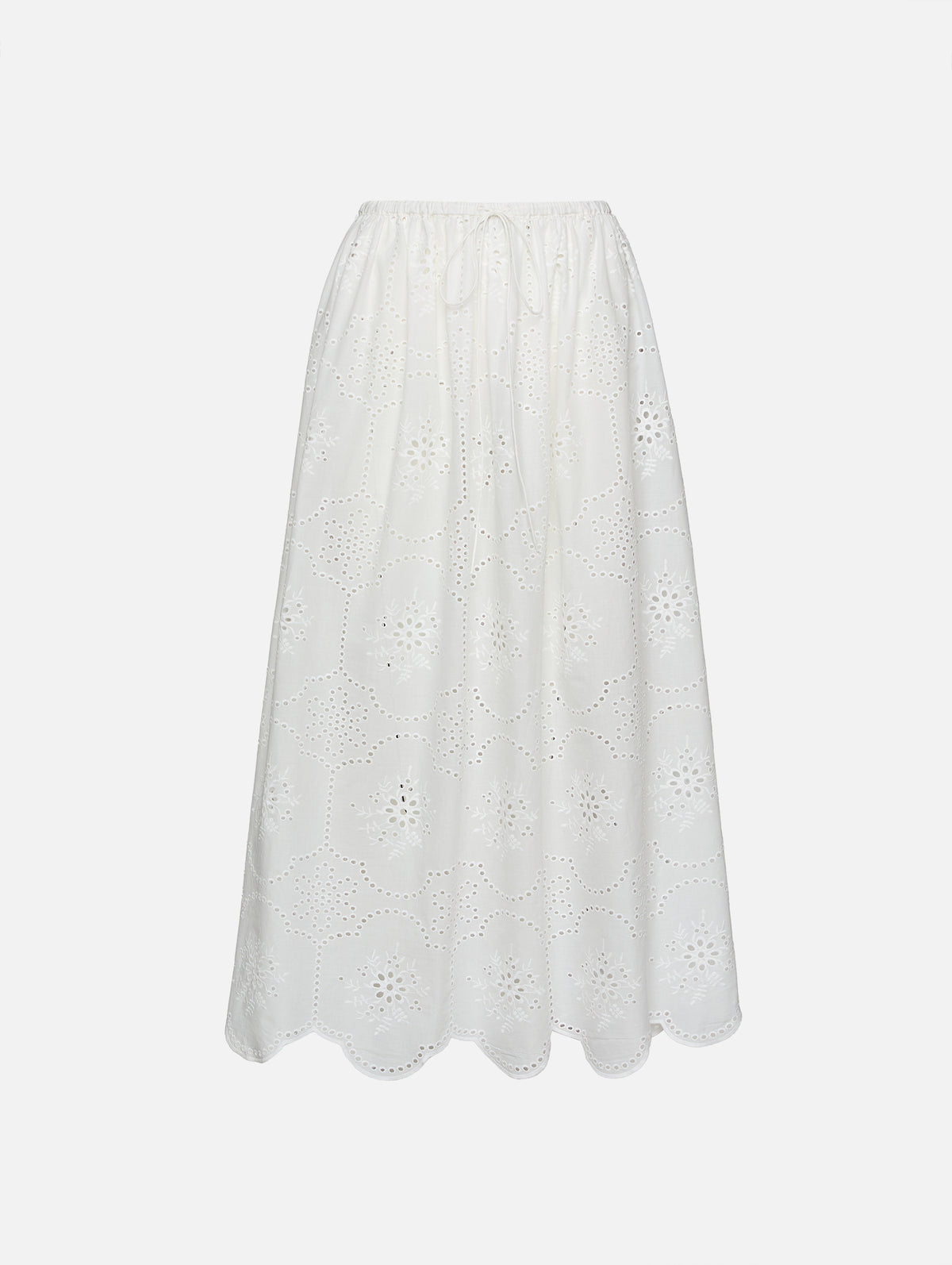 Broderie Midi Skirt,MATTEAU,WHITE,Image 1