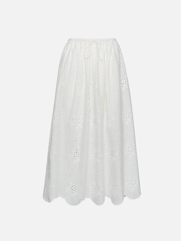 Broderie Midi Skirt,MATTEAU,WHITE,Image 1