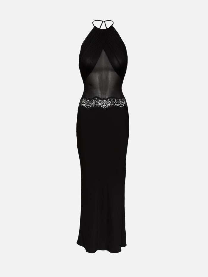 Draped Tulle Column Dress,CHRISTOPHER ESBER,BLACK,Image 1