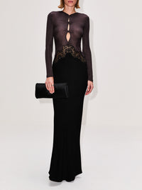 Open Twist Lace Dress,CHRISTOPHER ESBER,CARBON/BLACK,Image 2