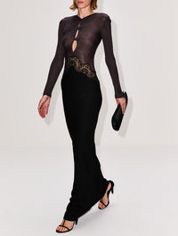 Open Twist Lace Dress,CHRISTOPHER ESBER,CARBON/BLACK,Image 3