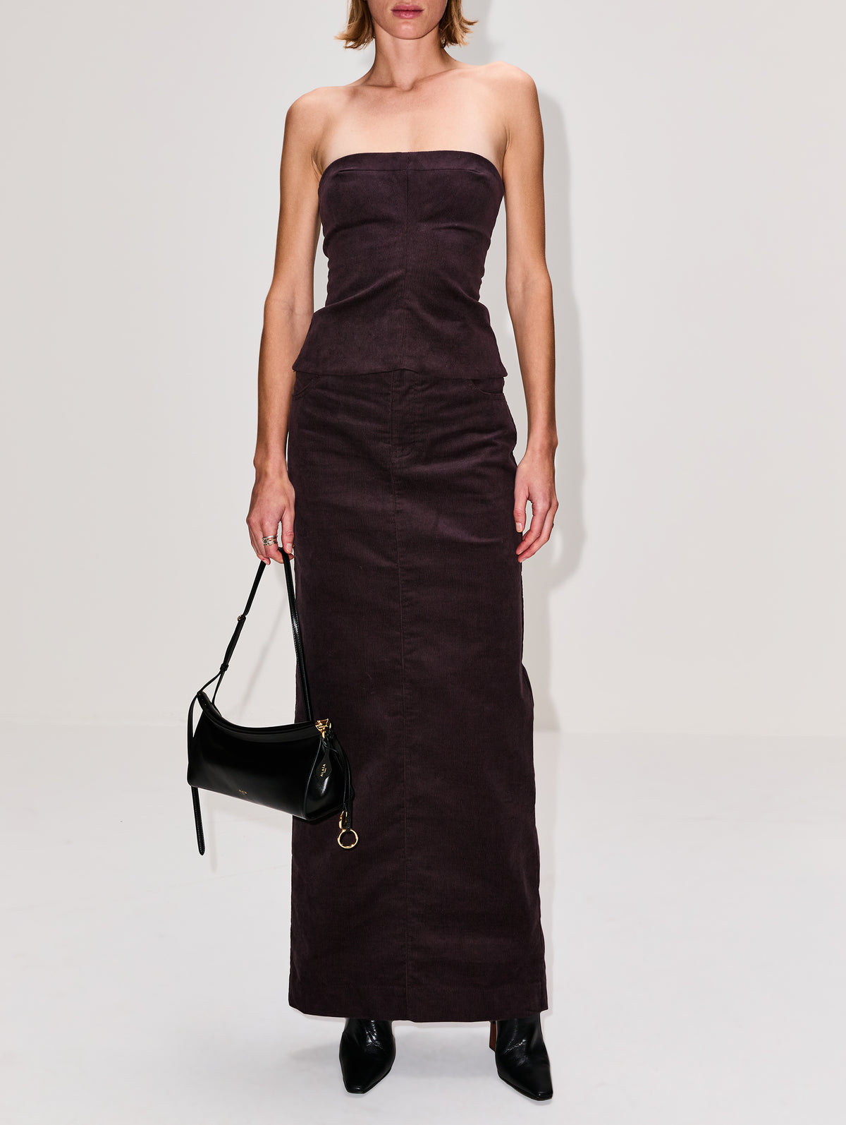 Corduroy Sculpted Bustier Top,CHRISTOPHER ESBER,MALBEC,Image 2