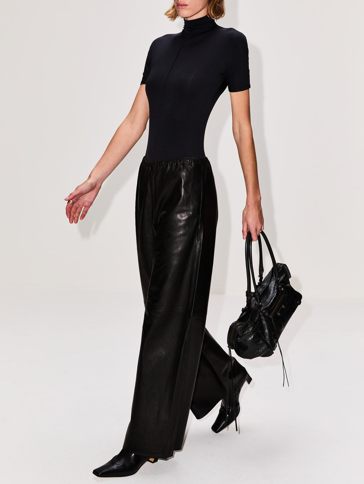Leather Colby Pant,LA LIGNE,BLACK,Image 3