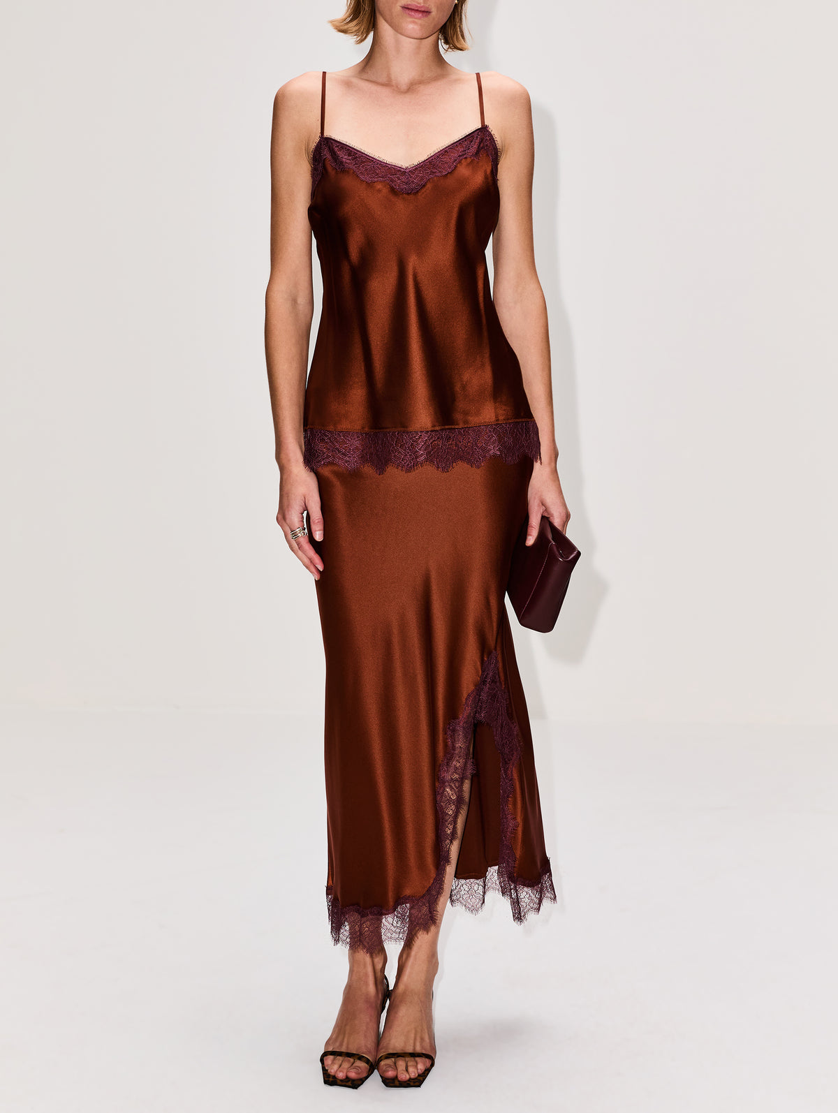 Lace Camisole,LA LIGNE,RUST BURGUNDY,Image 2
