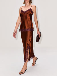 Lace Slip Skirt,LA LIGNE,RUST BURGUNDY,Image 3