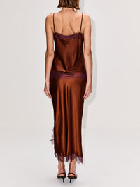 Lace Slip Skirt,LA LIGNE,RUST BURGUNDY,Image 4