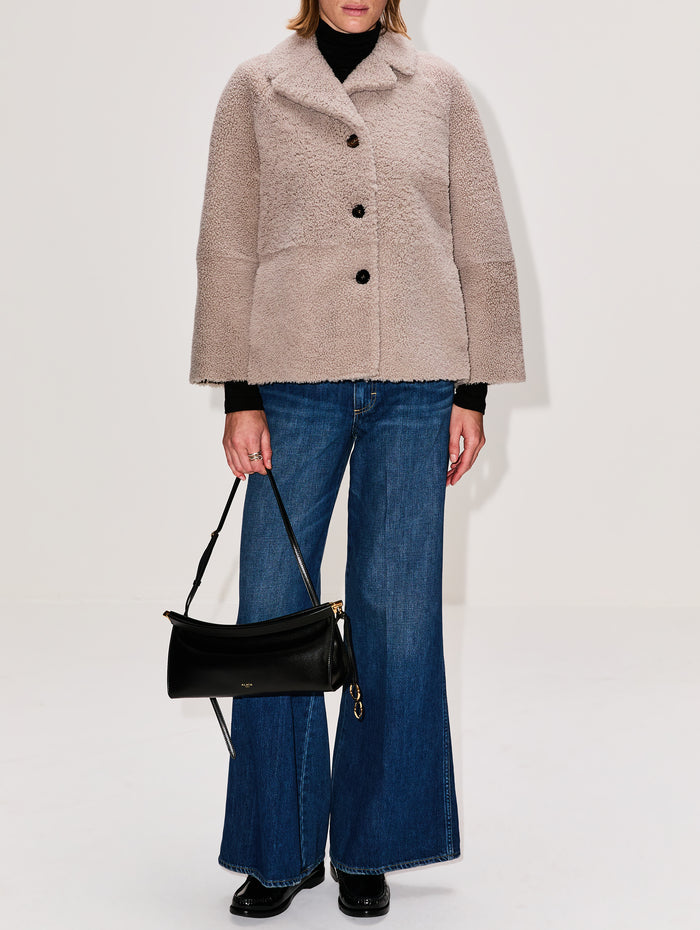 Violante Shearling Coat,MAX MARA,TURTLEDOVE,Image 1