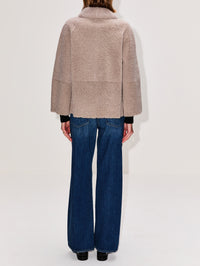 Violante Shearling Coat,MAX MARA,TURTLEDOVE,Image 3