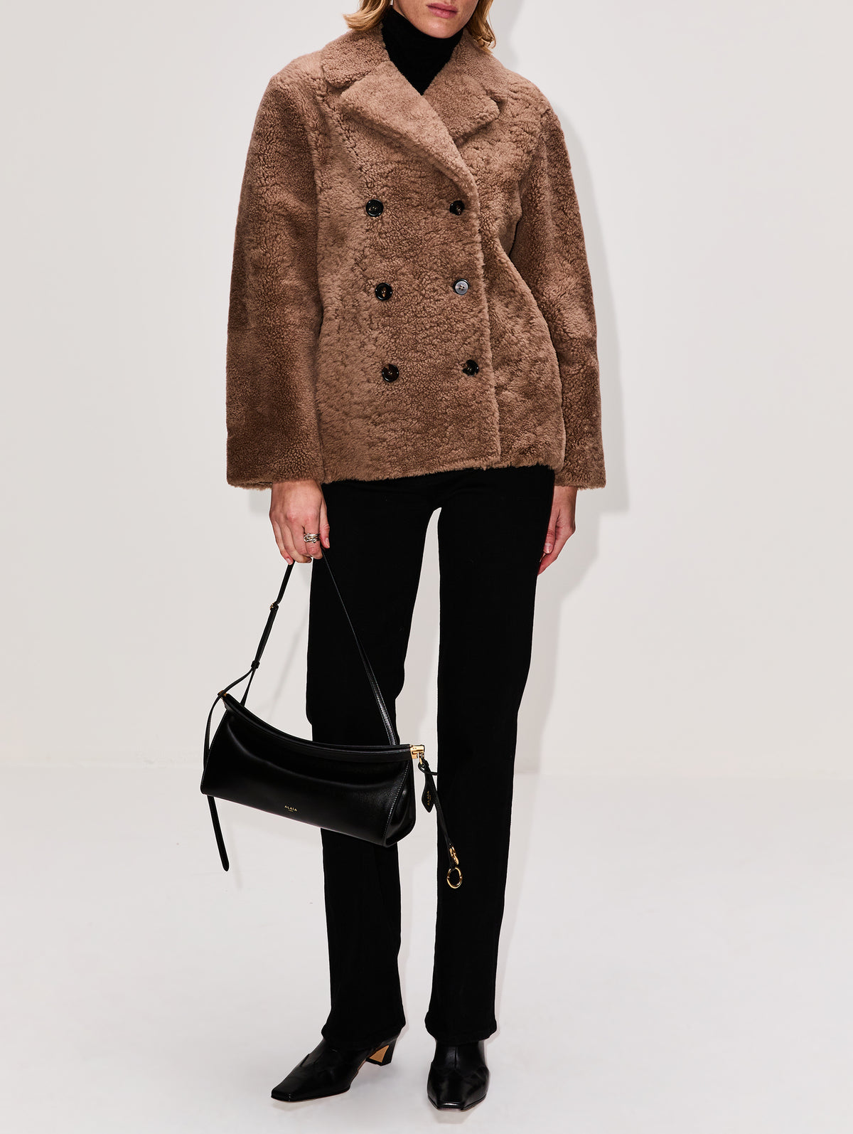 Futura Shearling Coat,MAX MARA,CAMEL,Image 2