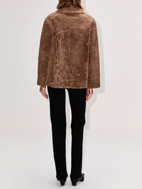 Futura Shearling Coat,MAX MARA,CAMEL,Image 3