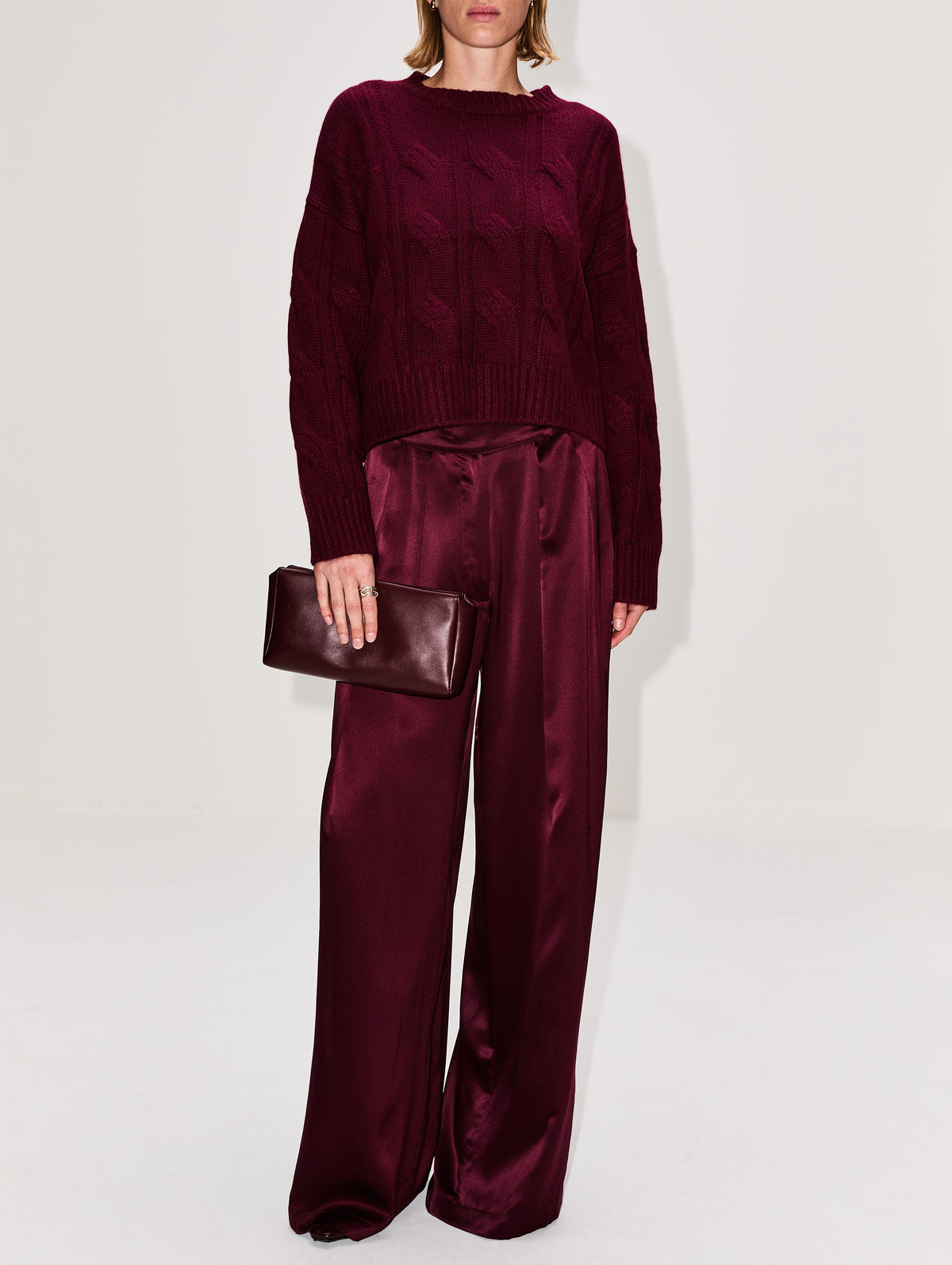 Tristan Cable Knit Sweater,SABLYN,BORDEAUX,Image 2