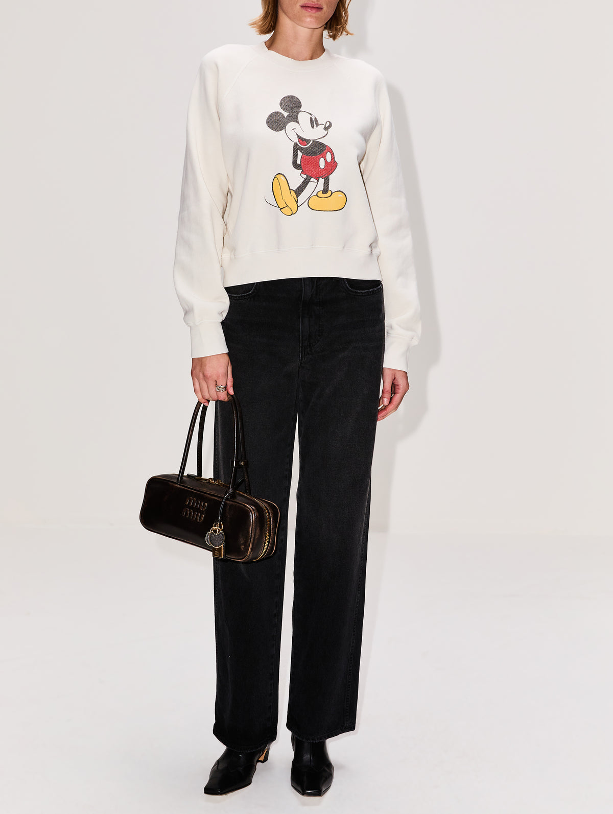 Classic Crewneck Top,RE/DONE,VINTAGE WHITE,Image 2