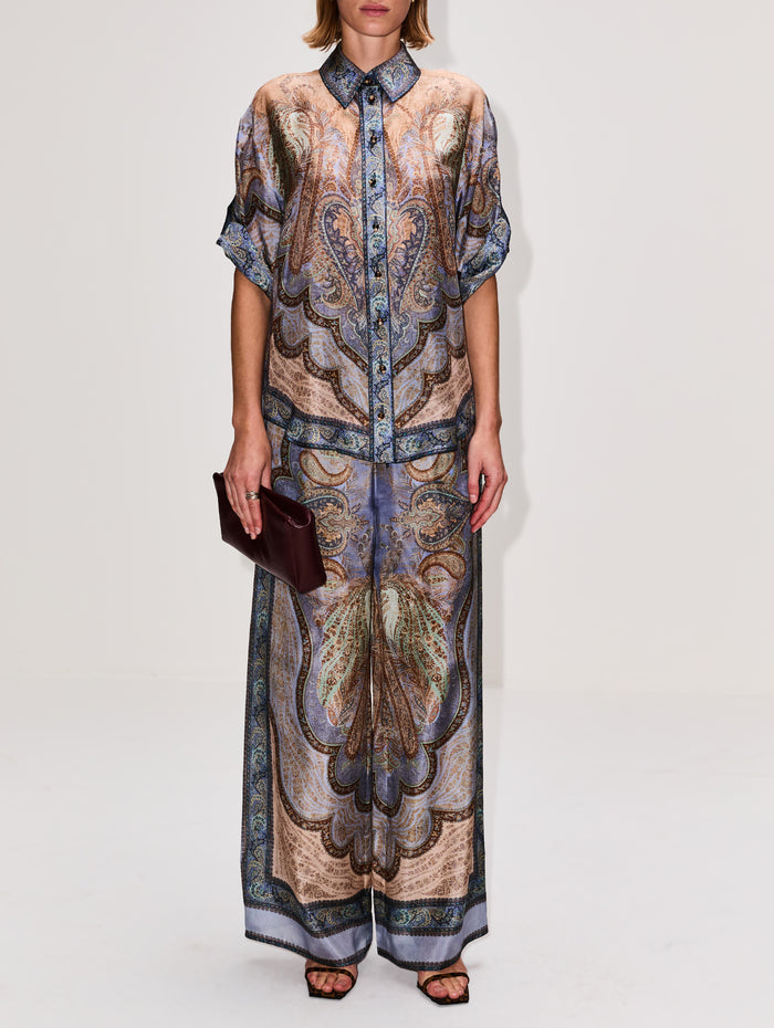 Wanderlust Short Sleeve Shirt,ZIMMERMANN,TAPESTRY BLUE MULTI,Image 1