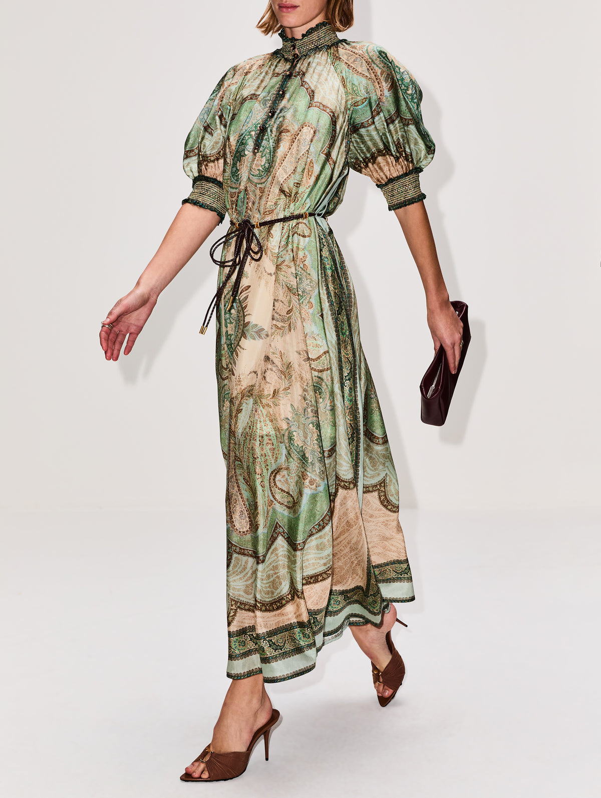 zimmermann green dress "Luna" Long - Women Front button ZIMMERMANN Floral-print cotton maxi dress