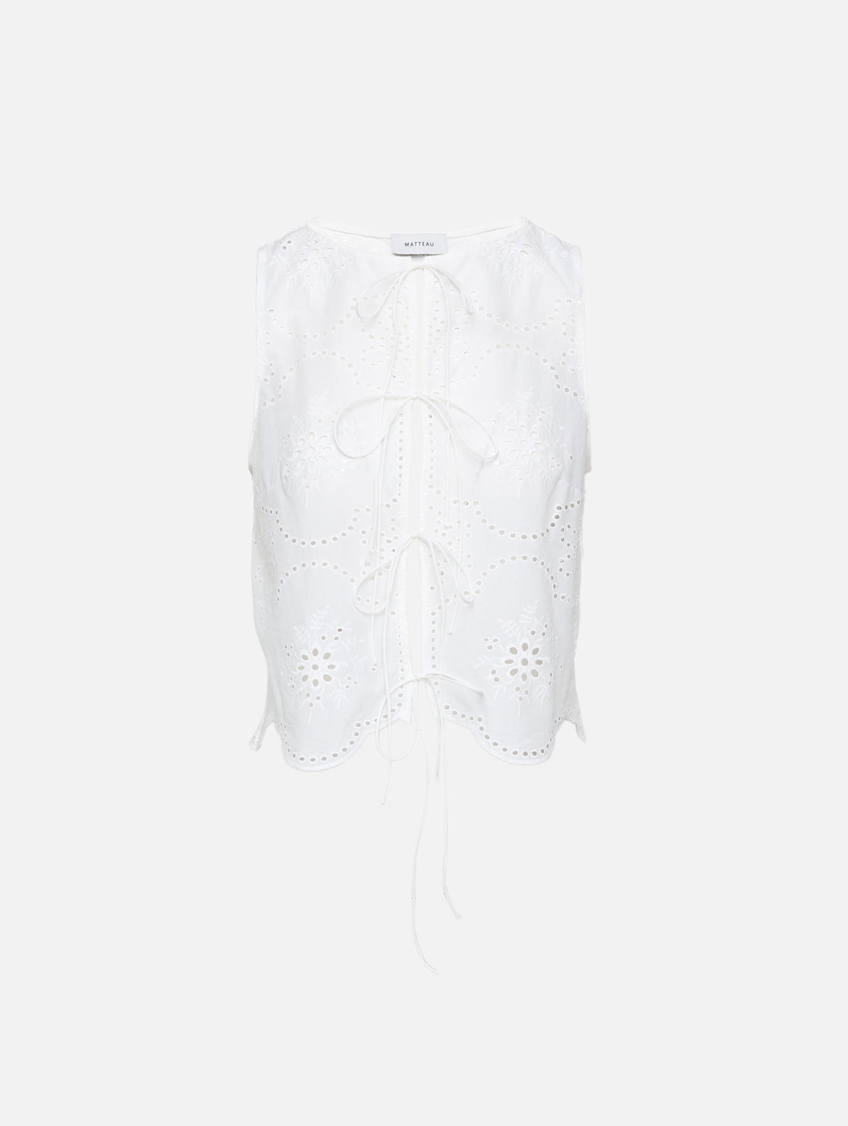 Broderie Tie Blouse,MATTEAU,WHITE,Image 1