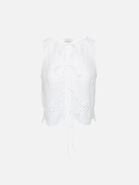 Broderie Tie Blouse,MATTEAU,WHITE,Image 1
