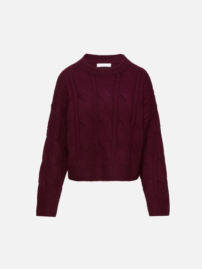 Tristan Cable Knit Sweater,SABLYN,BORDEAUX,Image 1