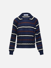 Striped Raglan Tee,SPRWMN,NAVY/BROWN,Image 1