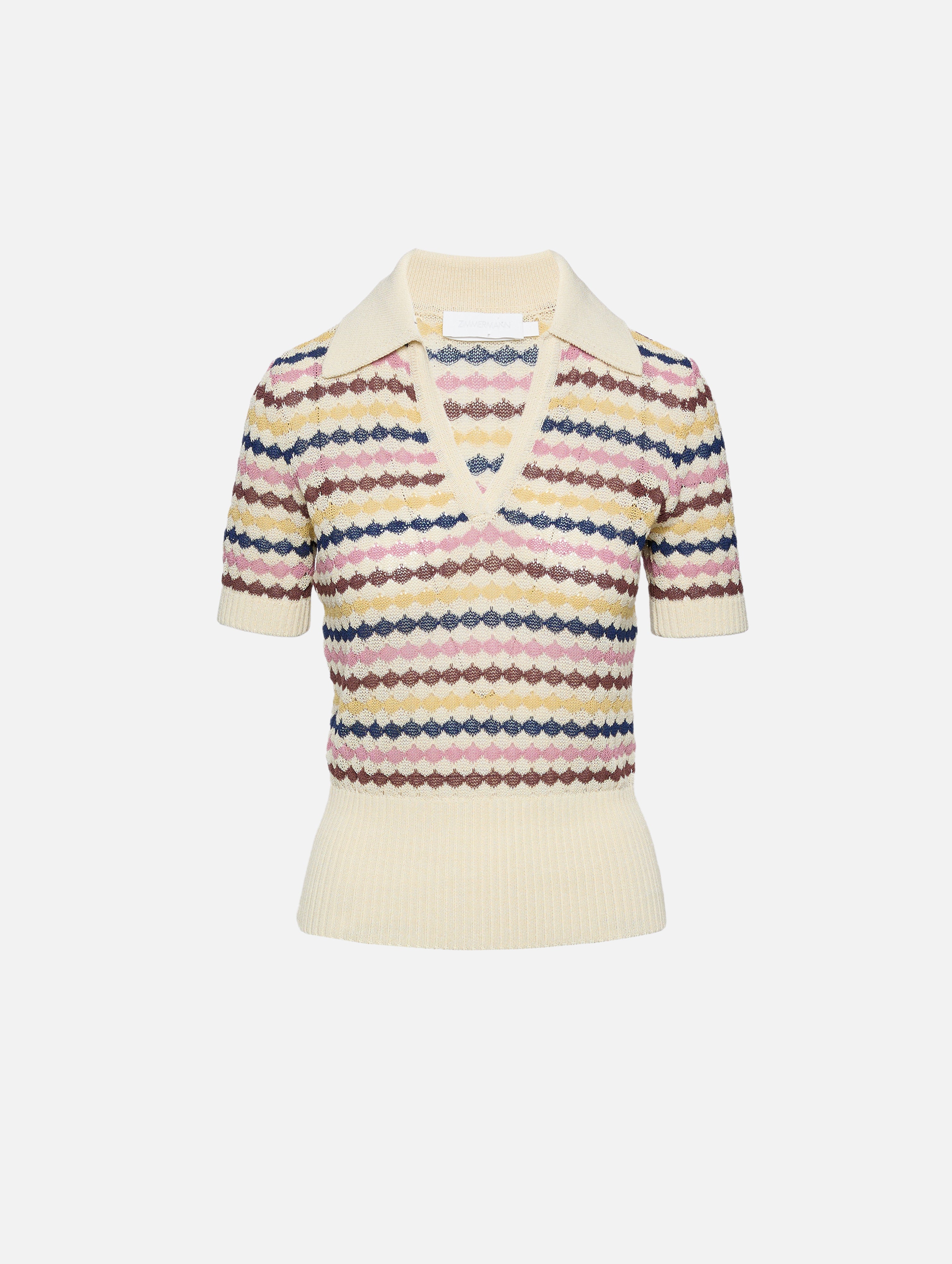 Awaken Scallop Knit Polo Top | ZIMMERMANN | elysewalker