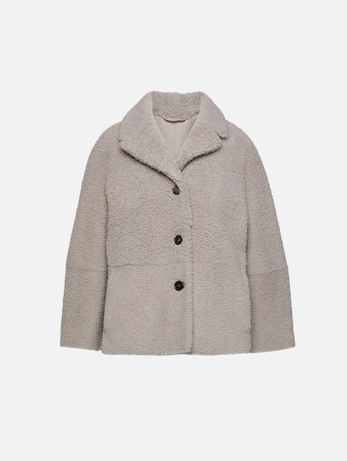 Violante Shearling Coat,MAX MARA,TURTLEDOVE,Image 1