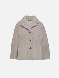 Violante Shearling Coat,MAX MARA,TURTLEDOVE,Image 1