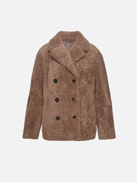 Futura Shearling Coat,MAX MARA,CAMEL,Image 1