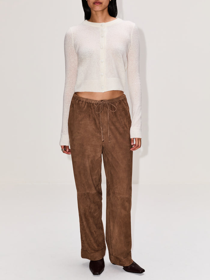 Joanni Suede Pant,BY MALENE BIRGER,CHOCOLATE CHIP,Image 1
