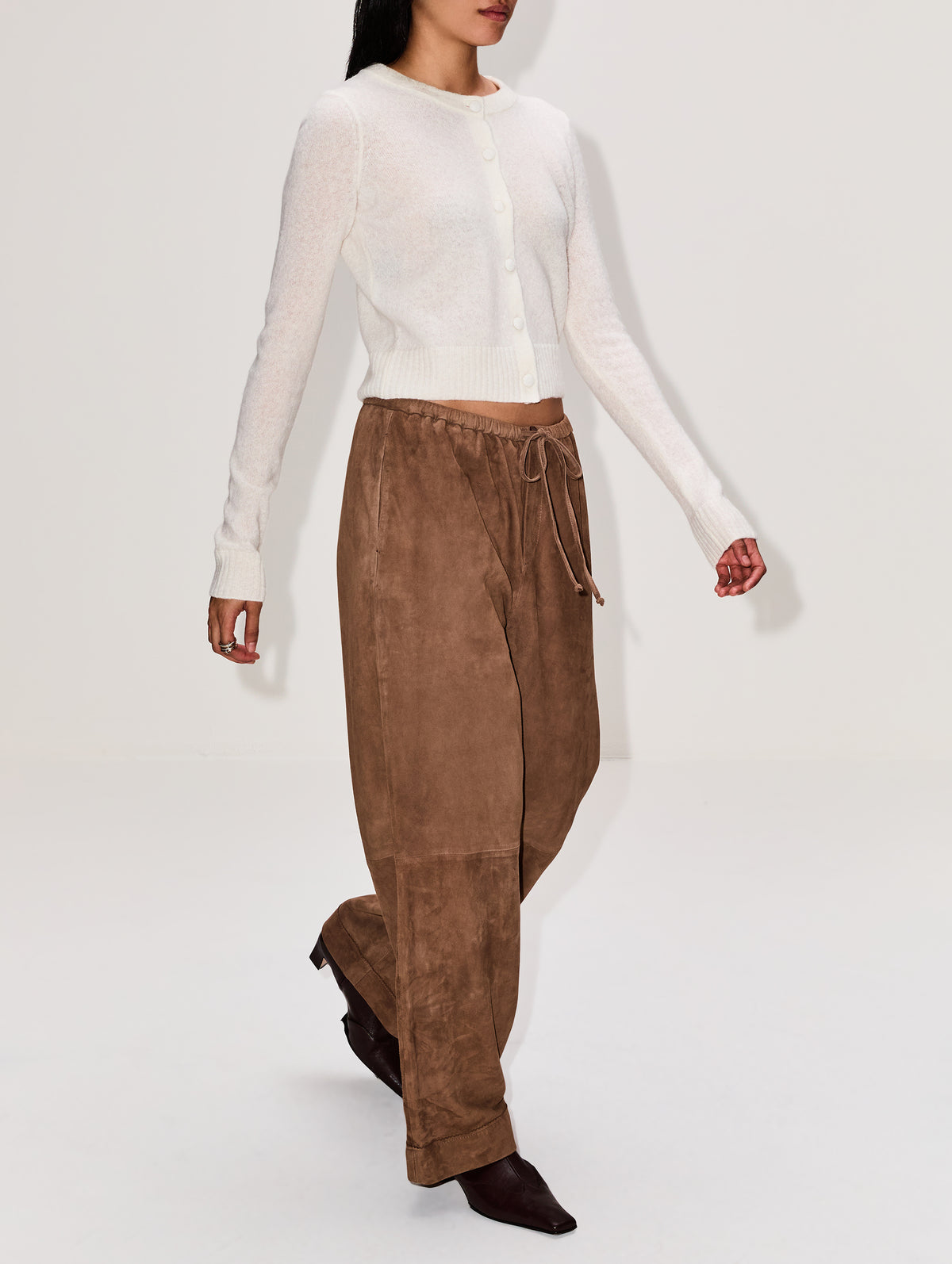 Joanni Suede Pant,BY MALENE BIRGER,CHOCOLATE CHIP,Image 3