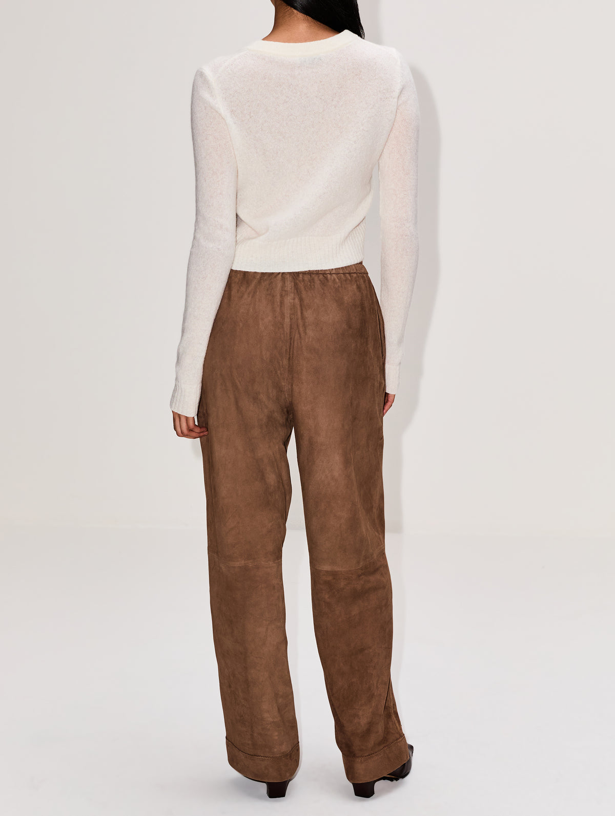 Joanni Suede Pant,BY MALENE BIRGER,CHOCOLATE CHIP,Image 4