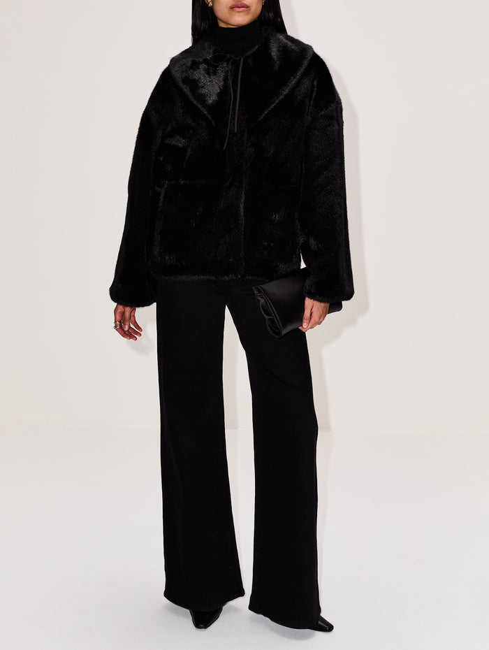 Jacquie Fake Fur Jacket,BY MALENE BIRGER,BLACK,Image 1