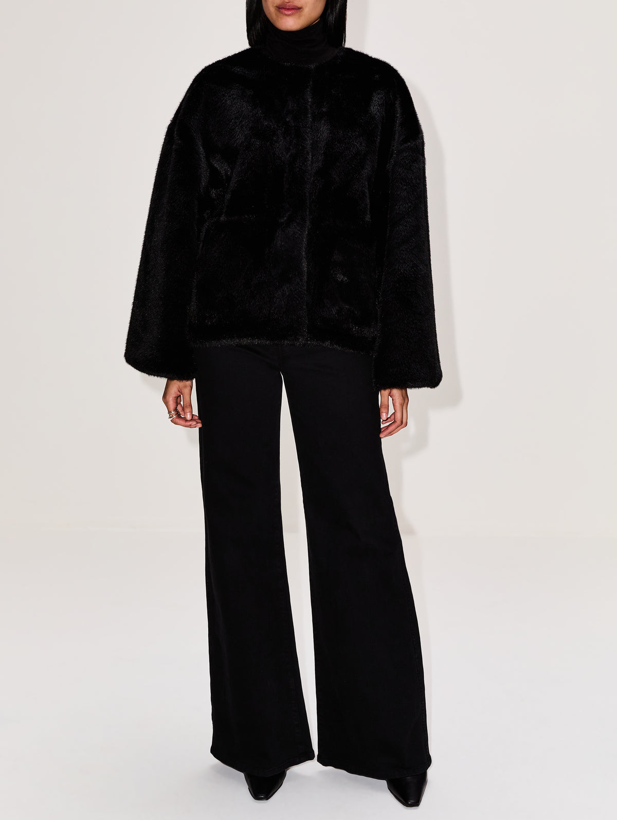 Jacquie Fake Fur Jacket,BY MALENE BIRGER,BLACK,Image 4