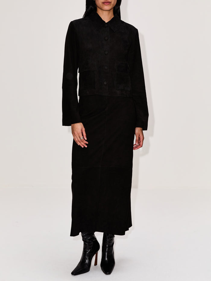 Palomie Suede Skirt,BY MALENE BIRGER,BLACK,Image 1