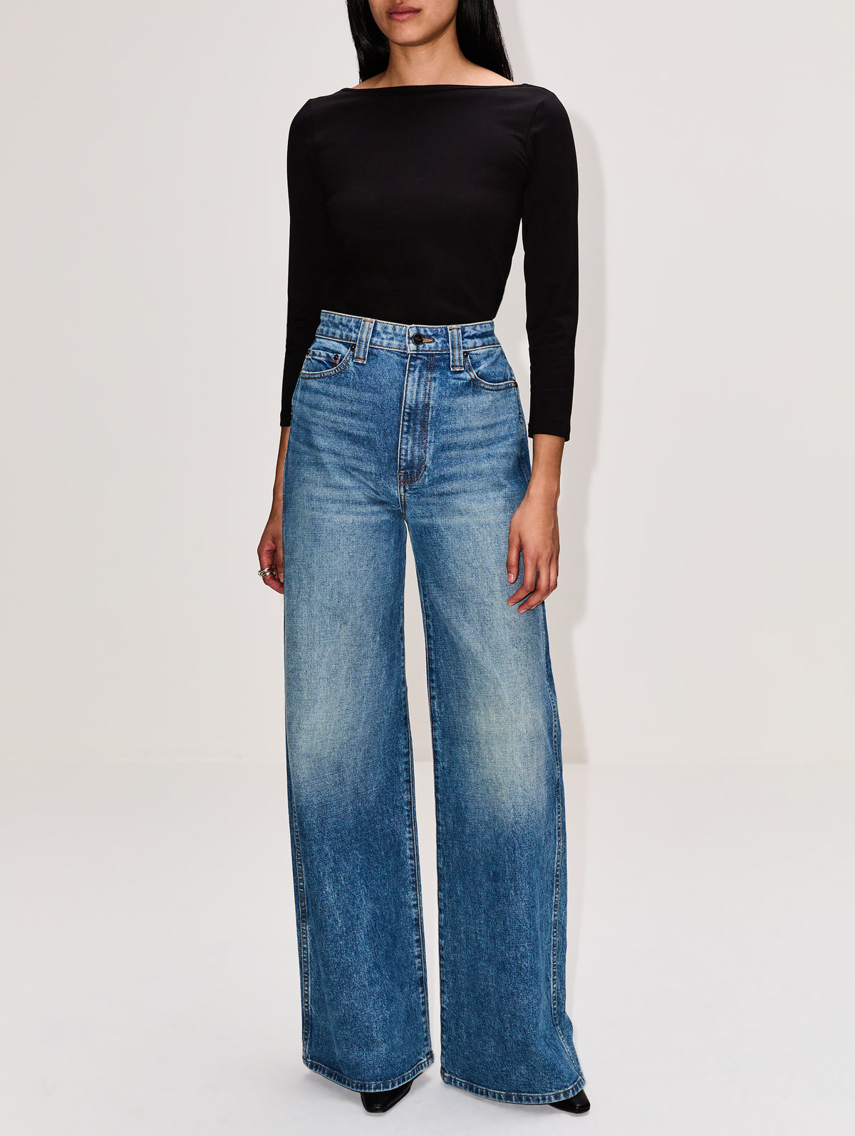 Soft Jersey Ballerina Top,ST AGNI,JET BLACK,Image 2