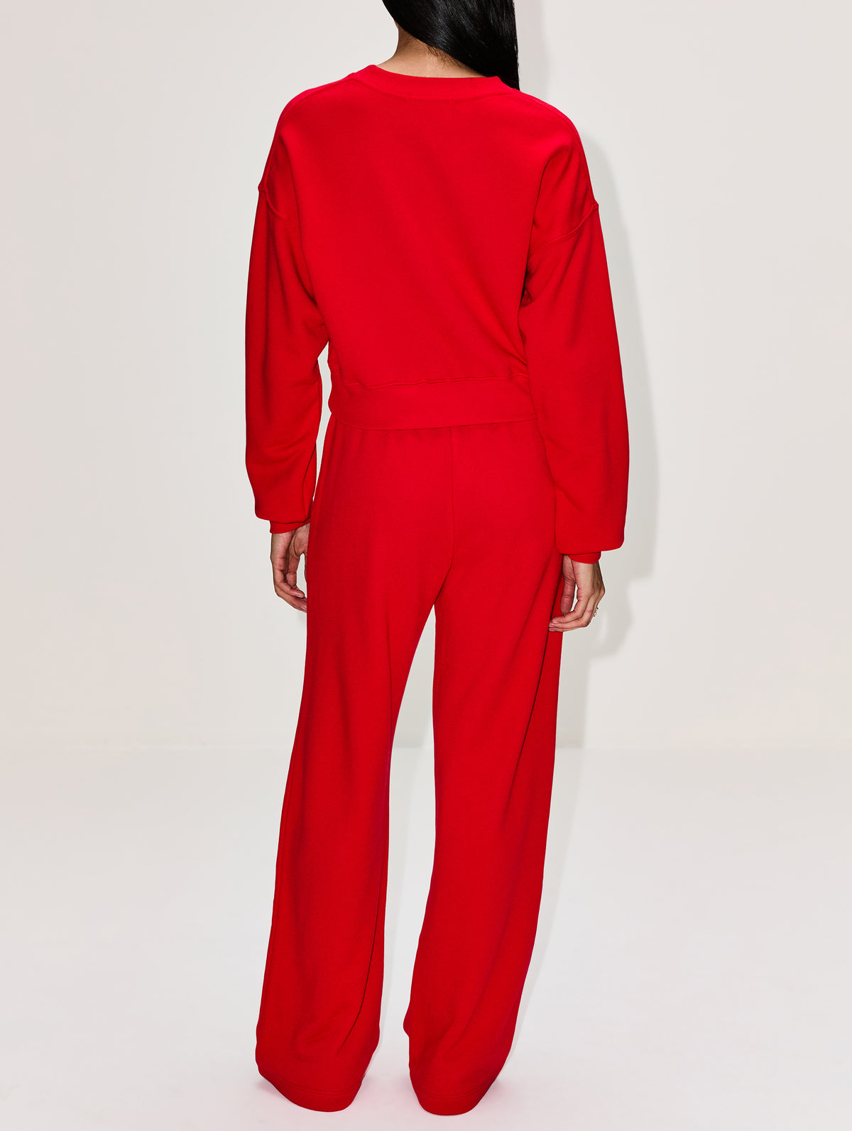 Cropped V Neck Sweatshirt,ÉTERNE,ROUGE,Image 3