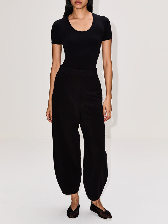 Lea Babyskin Scoop Neck Top,FFORME,BLACK,Image 1