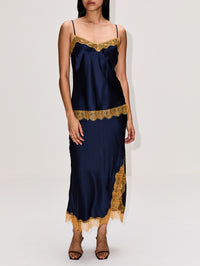 Lace Slip Skirt,LA LIGNE,MIDNIGHT/MUSTARD,Image 2