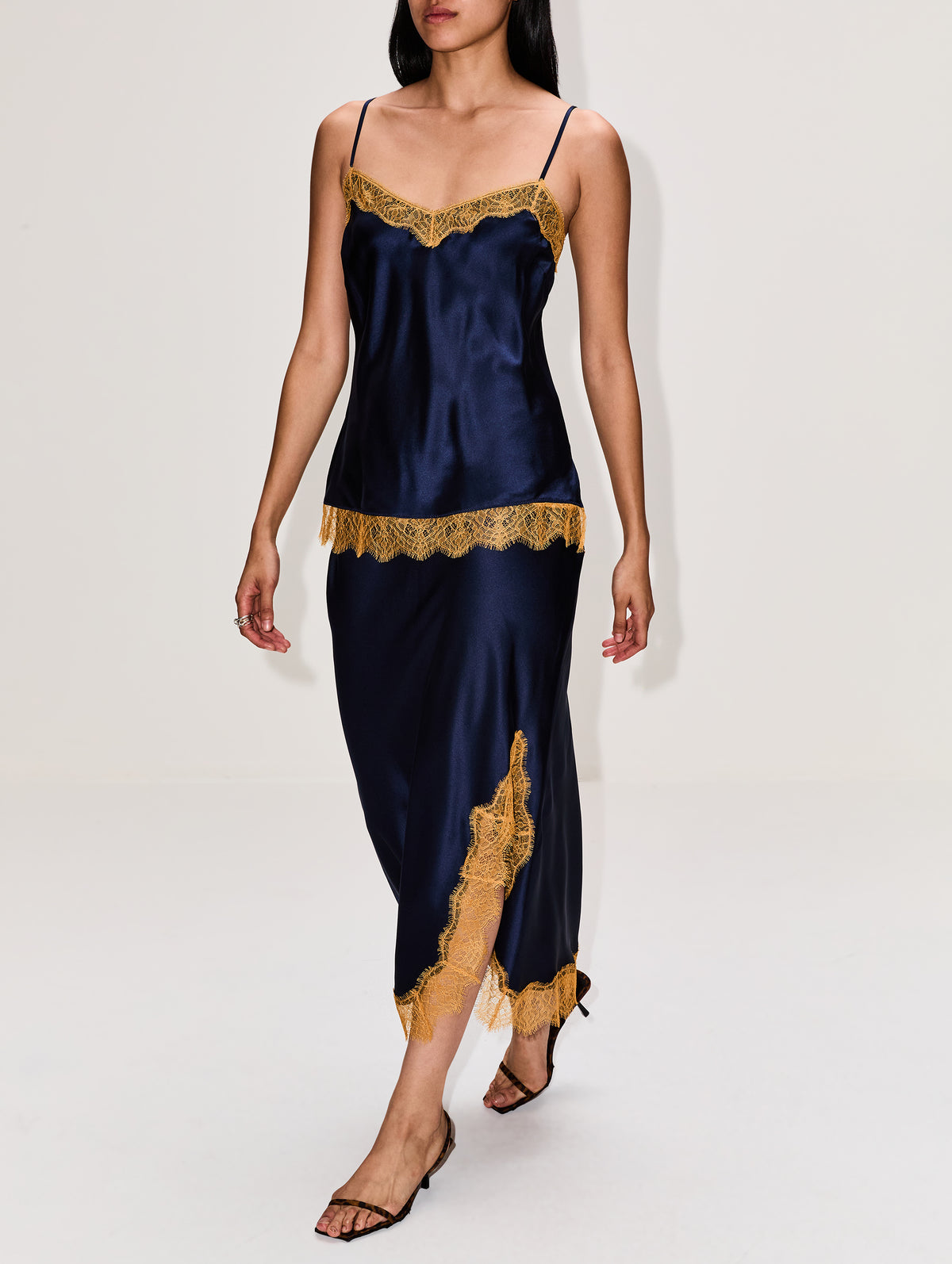 Lace Slip Skirt,LA LIGNE,MIDNIGHT/MUSTARD,Image 3