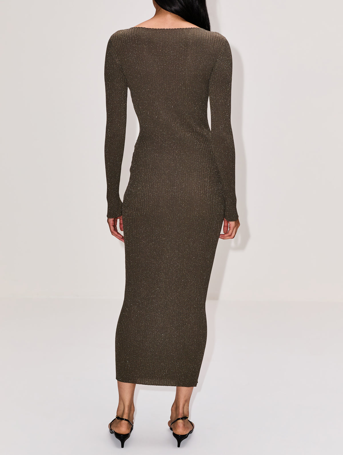 Blake Rib Long Sleeve Maxi Dress,LESET,MOSS,Image 4