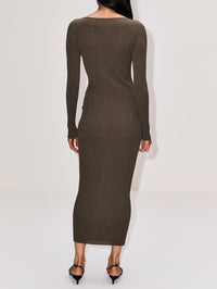 Blake Rib Long Sleeve Maxi Dress,LESET,MOSS,Image 4