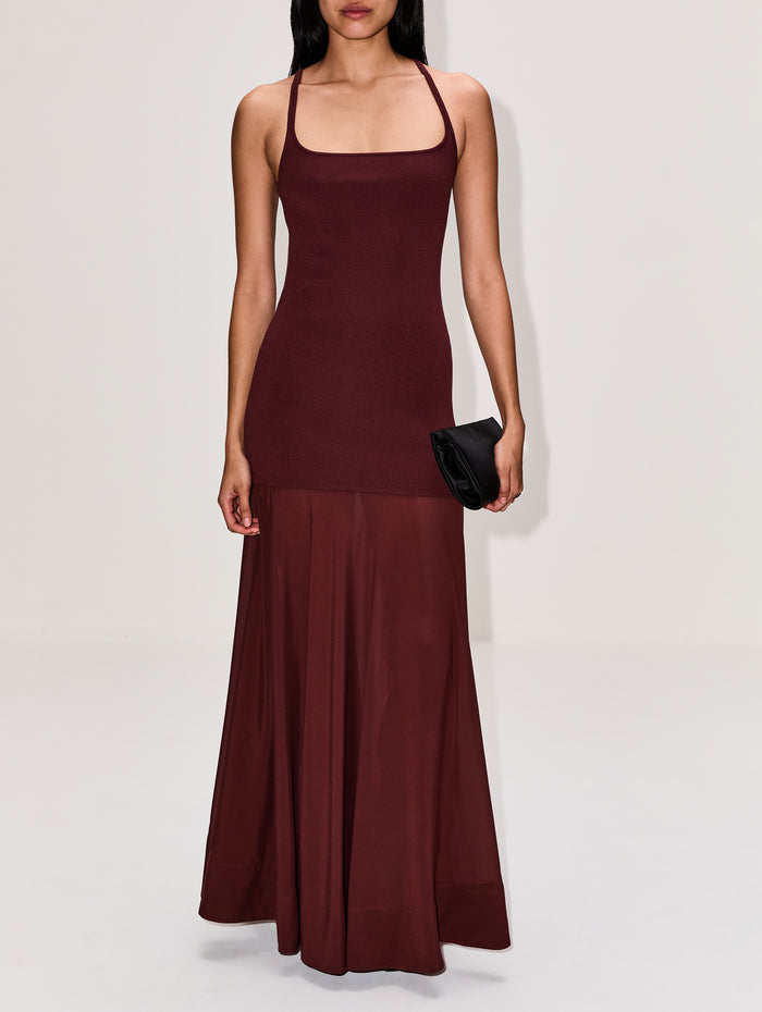 Sheer Silk Circle Hem Dress,ST AGNI,LIQUEUR,Image 1