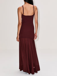 Sheer Silk Circle Hem Dress,ST AGNI,LIQUEUR,Image 4